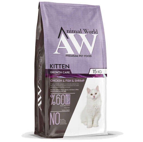Animal World Tavuk Balık Karidesli Yavru Kedi Maması 15 KG | SRC: Barcode: 8682328740848